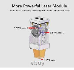 Machine de découpe CNC au laser avec assistance d'air et gravure Aufero Laser 2 LU2-10A, puissance de sortie de 10W.